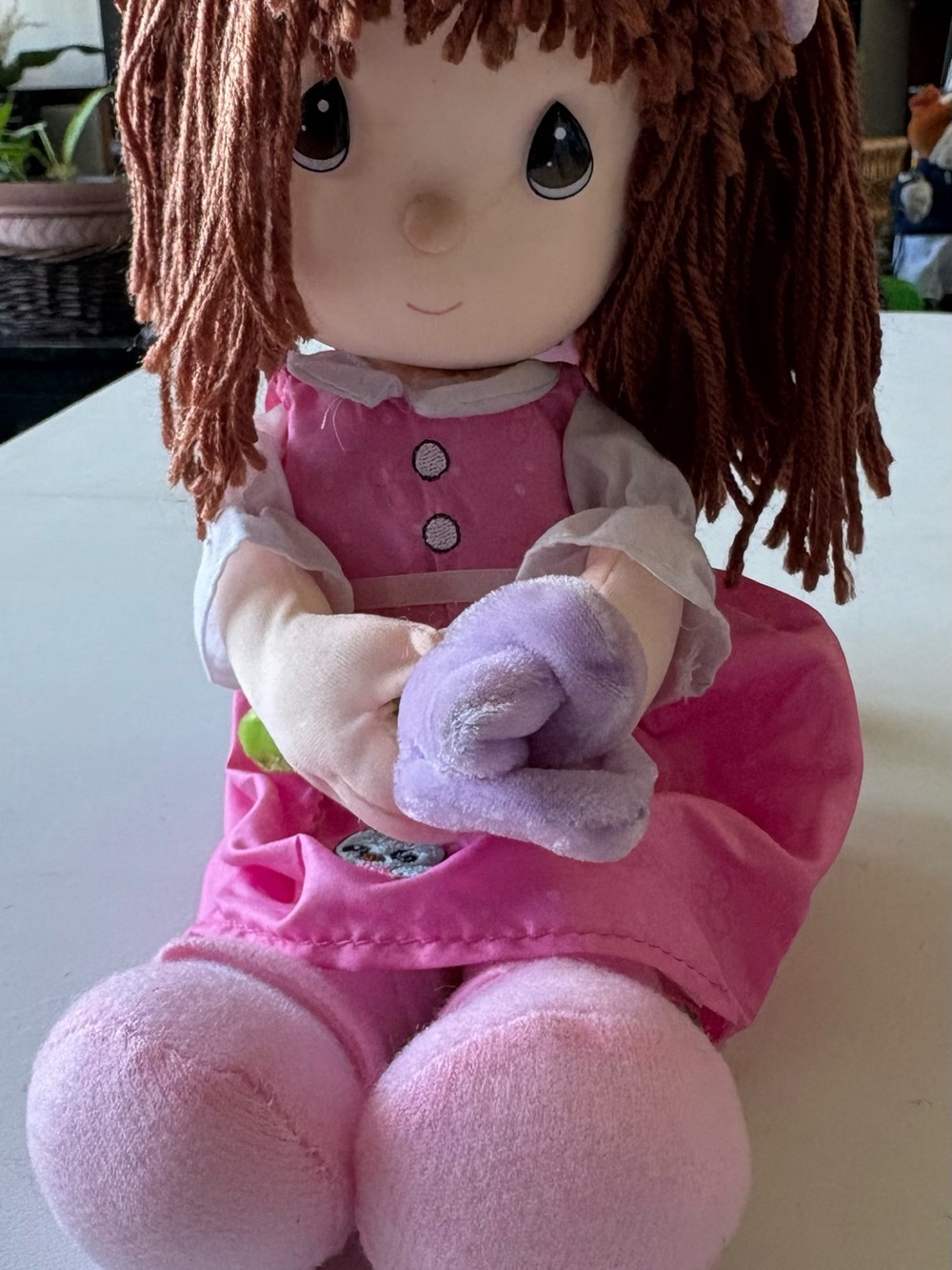 Precious Moments Pink Rag Doll with Purple Blanket 20110